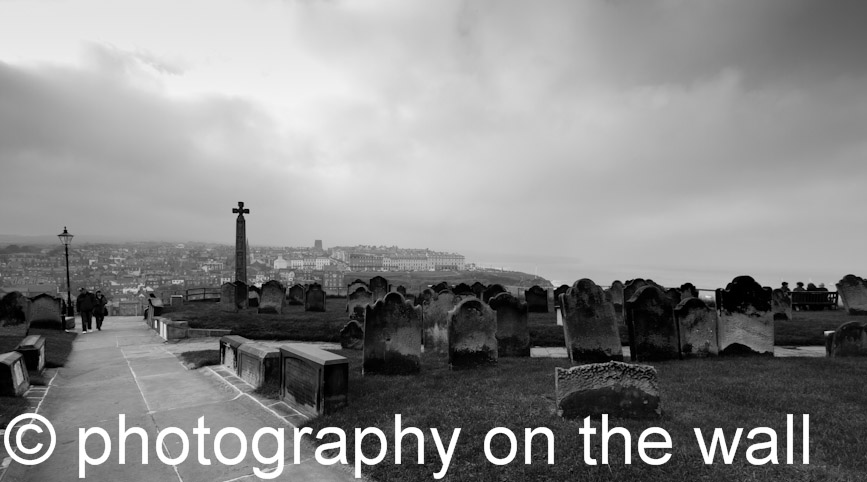 Whitby, Yorkshire, View from St Mary's Church. 90cmx50cm b/w