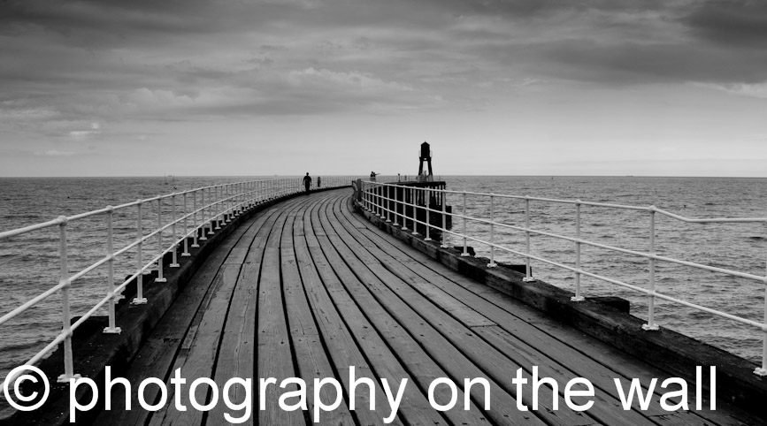 Whitby, Yorkshire.  Wooden Pier. Black and White. 90cmx50cm b/w