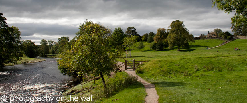 Footpath on the banks of the River Wharfe at Bolton Abbey, Yorkshire Dales.  110cmx46cm