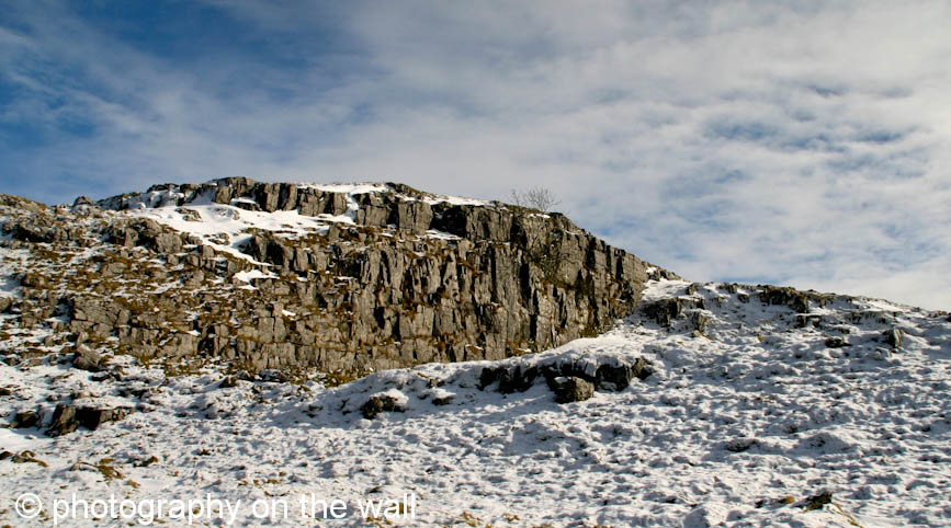 Rock Outcrop in Snow above Settle, Yorkshire. 90cmx50cm