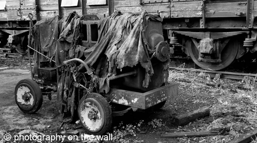 Railway wagons and equipment at Haworth Station Goods Yard 90cm*50cm b/w