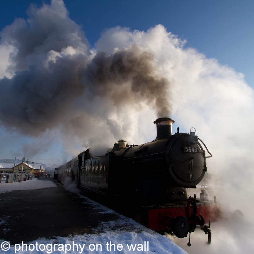 Steam Train 5643  in winter at Bolton Abbey Station, Yorkshire. 50cmx50cm, 70cmx70cm