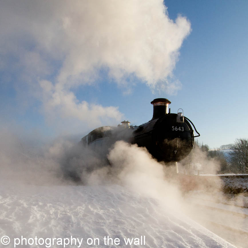 Steam Train 5643  in winter at Bolton Abbey Station, Yorkshire