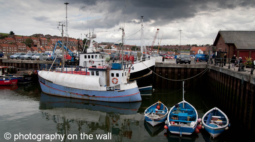 Whitby, Yorkshire.  Fishing Boats in Harbour 90cm*50cm
